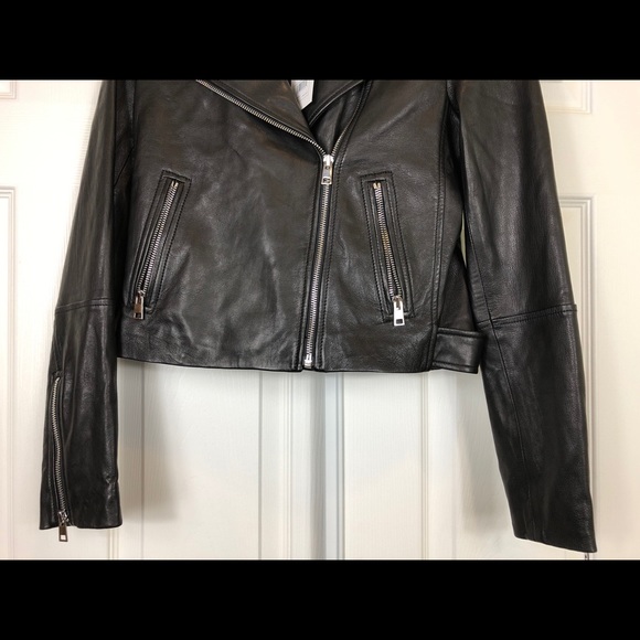 Theory Black Leather New Moto Jacket Coat - Picture 5 of 8